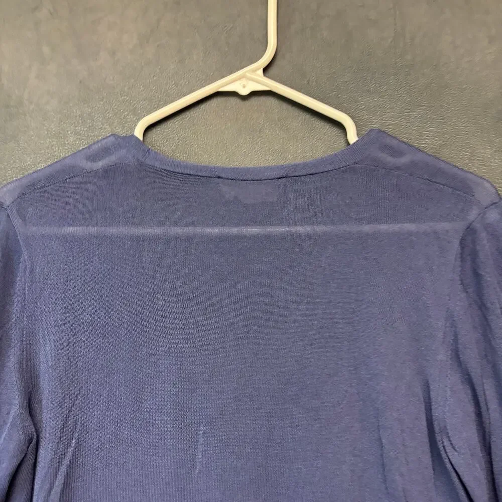 Niu Made in Italy Colorblock Cardigan Blue Tan V-Neck Medium Button Down Preppy - Picture 11 of 12
